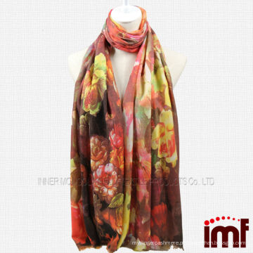 Wool Scarf Wraps and Shawls Peony Digital Print